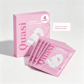 4-Count Hydrating Collagen Facial Sheet Mask Set, Glow Boost Moisturizing Face Masks, Soft Skin-Smoothing Beauty Masks for Dull Dry-Looking Skin