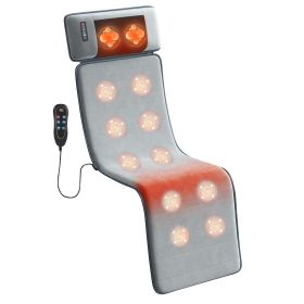 Full Body Massage Mat with Heat, 10 Vibration Motors, 3 Heat Levels 104-131°F, 8 Modes 9 Intensity 9 Zones, Detachable Neck Pillow