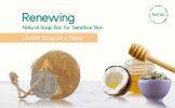 Natural Renewing Soap Bar with Exfoliating Loofah & Rope | Calming Chamomile, Pure Honey & Coconut Oil for Sensitive Skin | Handcrafted & Sulfate-Free