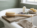 Natural Boar Bristle Wooden Bath Body Massage Brush with Long Handle - Eco-Friendly Exfoliating Back Scrubber for Shower & Dry Brushing