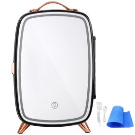 Mini Fridge, 6L Skincare Fridge with LED light and HD Mirror, AC/DC Makeup Fridges for Skin Care, Cosmetic Storage, Chill Face Mask Drink