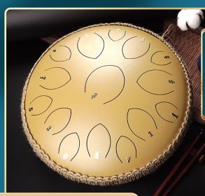 14-inch 15-tone Kongling Drum Guofeng Lotus Drum Steel Tongue Drum Percussion Instrument (Color: Golden Sand)