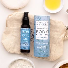 After Shower Powder and Oil Set, Clean (size: Travel Size with Zipper Pouch)