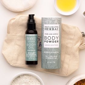 After Shower Powder and Oil Set, Unscented (size: Travel Size with Zipper Pouch)
