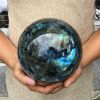 One polished labradorite sphere, natural mineral ornament, suitable for home/office/Thanksgiving/Christmas/Halloween/Hanuk/St.