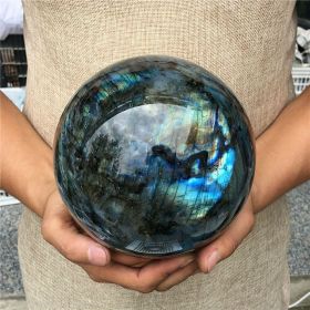 One polished labradorite sphere, natural mineral ornament, suitable for home/office/Thanksgiving/Christmas/Halloween/Hanuk/St. (size: 7-8cm)