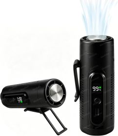 Handheld Portable Fan with Turbo Cooling 360° Airflow & LED Light Multi Functional Clip Design for Travel/Concerts/Camping/Makeup/Office/Live sports v (Color: Black)