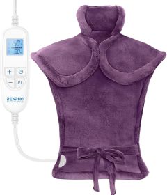 Mothers Day Gifts, Electric Heating Pad - 6 Heat Levels for Neck, Shoulder, and Back, Weighted Pad for Snug Fit - Machine Washable (size: E-purple  24"x33")