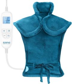Mothers Day Gifts, Electric Heating Pad - 6 Heat Levels for Neck, Shoulder, and Back, Weighted Pad for Snug Fit - Machine Washable (size: Blue  24"x33")