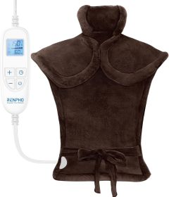 Mothers Day Gifts, Electric Heating Pad - 6 Heat Levels for Neck, Shoulder, and Back, Weighted Pad for Snug Fit - Machine Washable (size: Brown  24"x33")