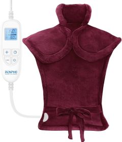 Mothers Day Gifts, Electric Heating Pad - 6 Heat Levels for Neck, Shoulder, and Back, Weighted Pad for Snug Fit - Machine Washable (size: Crimson 24"x33")