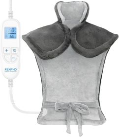 Mothers Day Gifts, Electric Heating Pad - 6 Heat Levels for Neck, Shoulder, and Back, Weighted Pad for Snug Fit - Machine Washable (size: Gray White  24"x33")