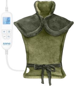 Mothers Day Gifts, Electric Heating Pad - 6 Heat Levels for Neck, Shoulder, and Back, Weighted Pad for Snug Fit - Machine Washable (size: Green 24"x33")