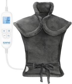 Mothers Day Gifts, Electric Heating Pad - 6 Heat Levels for Neck, Shoulder, and Back, Weighted Pad for Snug Fit - Machine Washable (size: A-gray  24"x33")