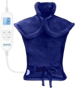 Mothers Day Gifts, Electric Heating Pad - 6 Heat Levels for Neck, Shoulder, and Back, Weighted Pad for Snug Fit - Machine Washable (size: Dark Blue   24"x33")