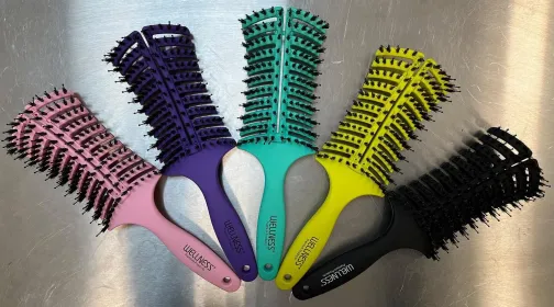 Vent Brush With Real Boar Bristles (Color: Pink)