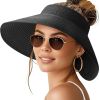 Sun Visor Hats for Women Wide Brim Ponytail Straw Beach Hat Packable Foldable UPF 50+ Floppy Travel Hats