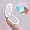 Compact LED Travel Makeup Mirror - 4 Inches 1X/10X Magnification Travel Mirror with Light Dimmable Double Sides Lighted USB Rechargeable Compact Mirro