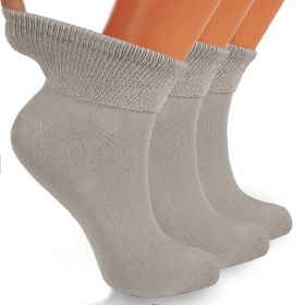 Women's Diabetic Ankle Socks 3 Pairs Soft Cotton, Non-Binding Top, Seamless Toe, Promotes Circulation, Shoe Size 9-11 (Color: Gray)