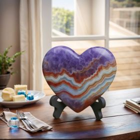 1pc Heart-Shaped Amethyst & Agate Stone – Polished Faux Gemstone for Beading, Valentine'S Day, Spring Festival, Crystal Gifts for Christmas, Halloween (weight: 400-500g)