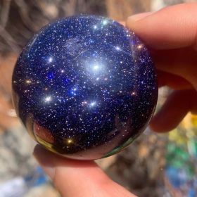 Stunning Blue Golden Sandstone Crystal Ball - Polished Meditation Sphere for Home Decor, Garden Decoration, Perfect Gift for Christmas (size: 6-7cm)