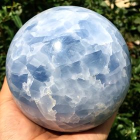 Large Natural Blue Celestite Crystal Ball - Kyanite Sphere for Chakra Balancing, Bohemian Home Decor & Spiritual, Unique Birthday Gift Idea (size: 8-9cm)