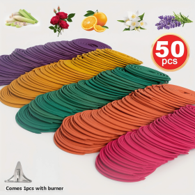 50pcs Spiral Incense, Lemongrass, Rose, Jasmine, Lavender Orange Aromatherapy Coils, Burning Time 3-4 Hours Suitable for Air Purification, Yoga (Style: 50PCS Lavender)