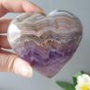 1pc Heart-Shaped Amethyst & Agate Stone – Polished Faux Gemstone for Beading, Valentine'S Day, Spring Festival, Crystal Gifts for Christmas, Halloween
